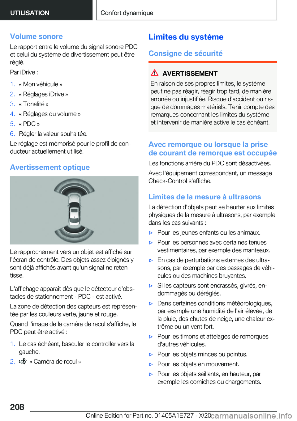 BMW X2 2021  Notices Demploi (in French) �V�o�l�u�m�e��s�o�n�o�r�e�L�e��r�a�p�p�o�r�t��e�n�t�r�e��l�e��v�o�l�u�m�e��d�u��s�i�g�n�a�l��s�o�n�o�r�e��P�D�C
�e�t��c�e�l�u�i��d�u��s�y�s�t�è�m�e��d�e��d�i�v�e�r�t�i�s�s�e�m�e�n�t��p