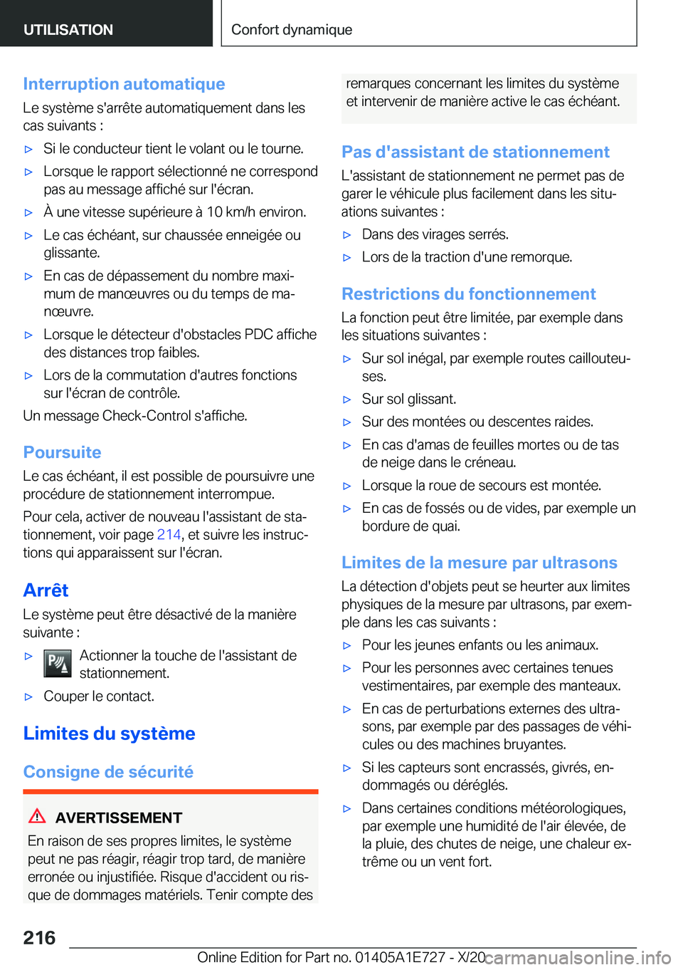 BMW X2 2021  Notices Demploi (in French) �I�n�t�e�r�r�u�p�t�i�o�n��a�u�t�o�m�a�t�i�q�u�e�L�e��s�y�s�t�è�m�e��s�'�a�r�r�ê�t�e��a�u�t�o�m�a�t�i�q�u�e�m�e�n�t��d�a�n�s��l�e�s
�c�a�s��s�u�i�v�a�n�t�s��:'x�S�i��l�e��c�o�n�d�u�