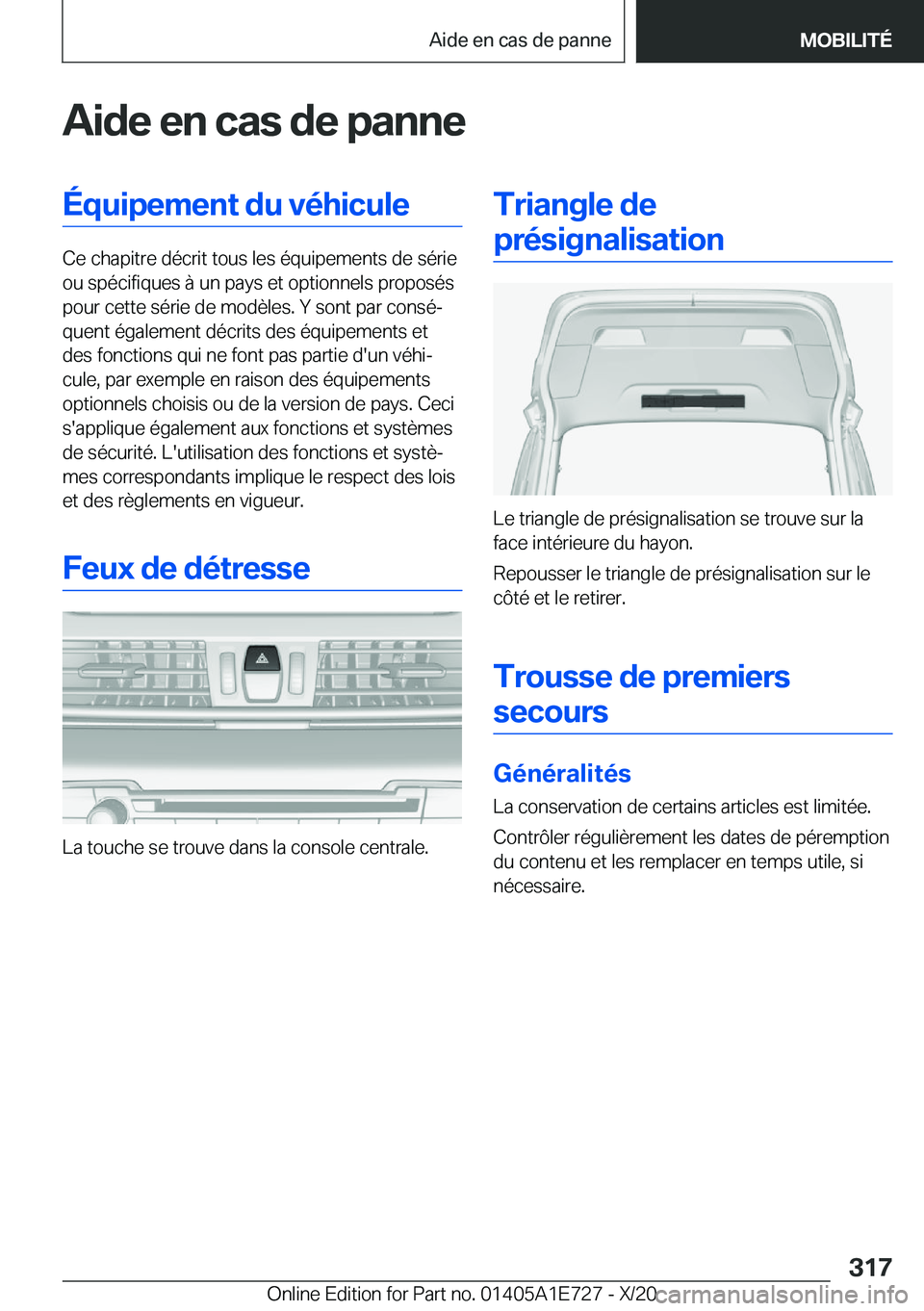 BMW X2 2021  Notices Demploi (in French) �A�i�d�e��e�n��c�a�s��d�e��p�a�n�n�e�