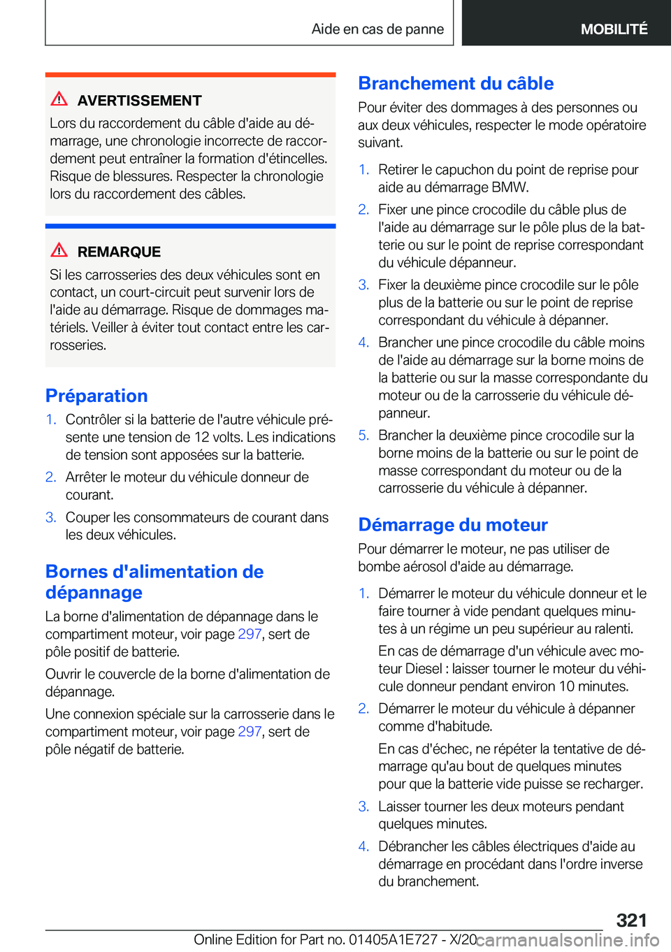 BMW X2 2021  Notices Demploi (in French) �A�V�E�R�T�I�S�S�E�M�E�N�T
�L�o�r�s��d�u��r�a�c�c�o�r�d�e�m�e�n�t��d�u��c�