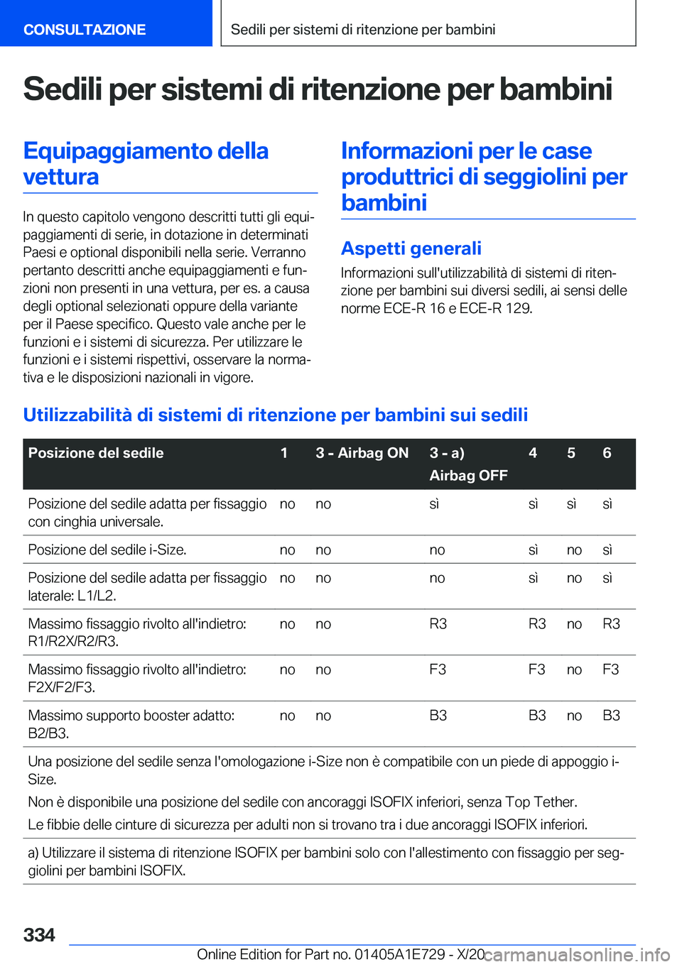 BMW X2 2021  Libretti Di Uso E manutenzione (in Italian) �S�e�d�i�l�i��p�e�r��s�i�s�t�e�m�i��d�i��r�i�t�e�n�z�i�o�n�e��p�e�r��b�a�m�b�i�n�i�E�q�u�i�p�a�g�g�i�a�m�e�n�t�o��d�e�l�l�a�v�e�t�t�u�r�a
�I�n��q�u�e�s�t�o��c�a�p�i�t�o�l�o��v�e�n�g�o�n�o��