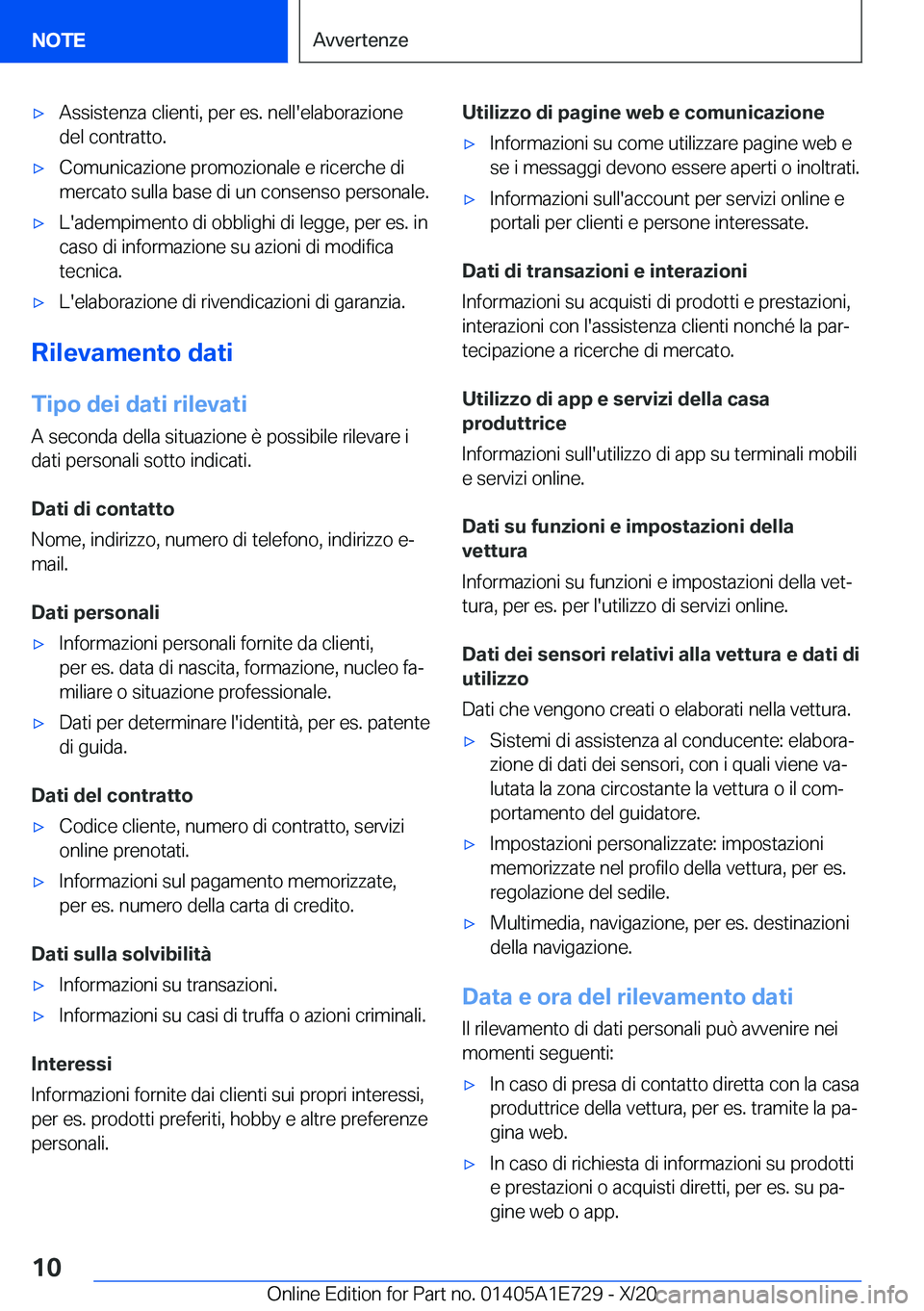 BMW X2 2021  Libretti Di Uso E manutenzione (in Italian) 'x�A�s�s�i�s�t�e�n�z�a��c�l�i�e�n�t�i�,��p�e�r��e�s�.��n�e�l�l�'�e�l�a�b�o�r�a�z�i�o�n�e�d�e�l��c�o�n�t�r�a�t�t�o�.'x�C�o�m�u�n�i�c�a�z�i�o�n�e��p�r�o�m�o�z�i�o�n�a�l�e��e��r�i�c�e