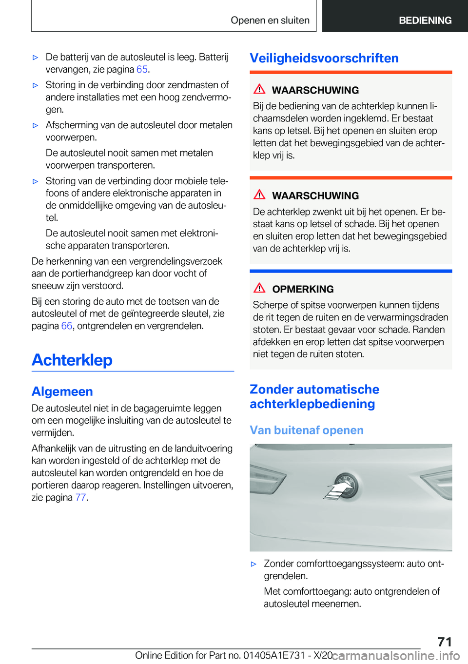 BMW X2 2021  Instructieboekjes (in Dutch) 'x�D�e��b�a�t�t�e�r�i�j��v�a�n��d�e��a�u�t�o�s�l�e�u�t�e�l��i�s��l�e�e�g�.��B�a�t�t�e�r�i�j
�v�e�r�v�a�n�g�e�n�,��z�i�e��p�a�g�i�n�a� �6�5�.'x�S�t�o�r�i�n�g��i�n��d�e��v�e�r�b�i�n
