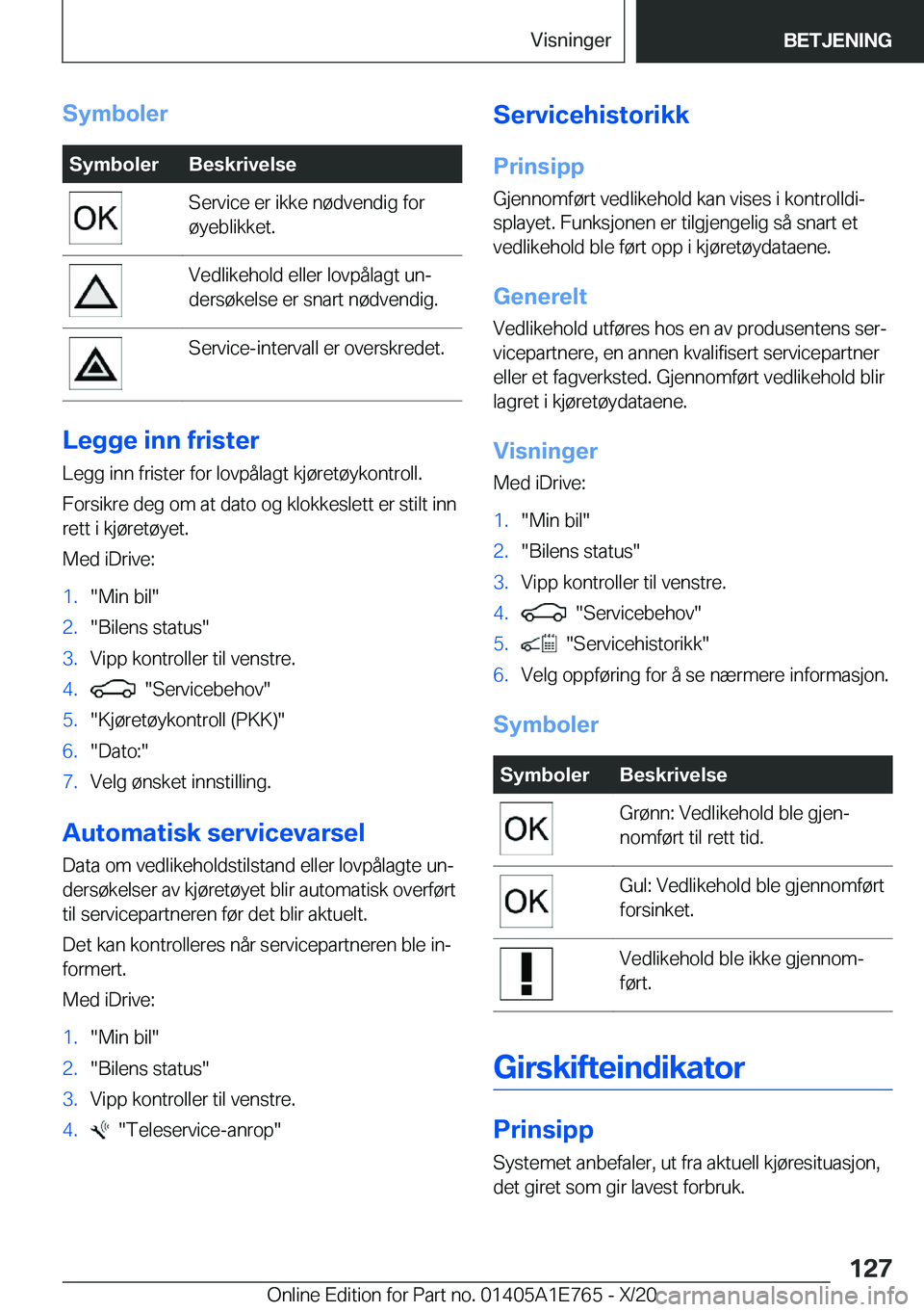 BMW X2 2021  InstruksjonsbØker (in Norwegian) �S�y�m�b�o�l�e�r�S�y�m�b�o�l�e�r�B�e�s�k�r�i�v�e�l�s�e�S�e�r�v�i�c�e��e�r��i�k�k�e��n�