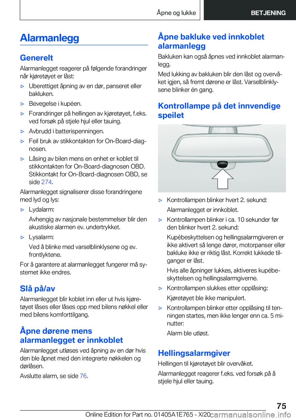 BMW X2 2021  InstruksjonsbØker (in Norwegian) �A�l�a�r�m�a�n�l�e�g�g
�G�e�n�e�r�e�l�t
�A�l�a�r�m�a�n�l�e�g�g�e�t��r�e�a�g�e�r�e�r��p�å��f�