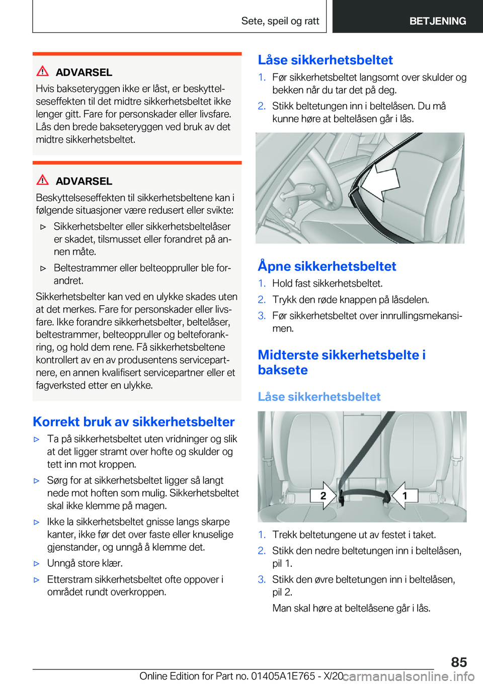 BMW X2 2021  InstruksjonsbØker (in Norwegian) �A�D�V�A�R�S�E�L
�H�v�i�s��b�a�k�s�e�t�e�r�y�g�g�e�n��i�k�k�e��e�r��l�å�s�t�,��e�r��b�e�s�k�y�t�t�e�lj
�s�e�s�e�f�f�e�k�t�e�n��t�i�l��d�e�t��m�i�d�t�r�e��s�i�k�k�e�r�h�e�t�s�b�e�l�t�e�t��