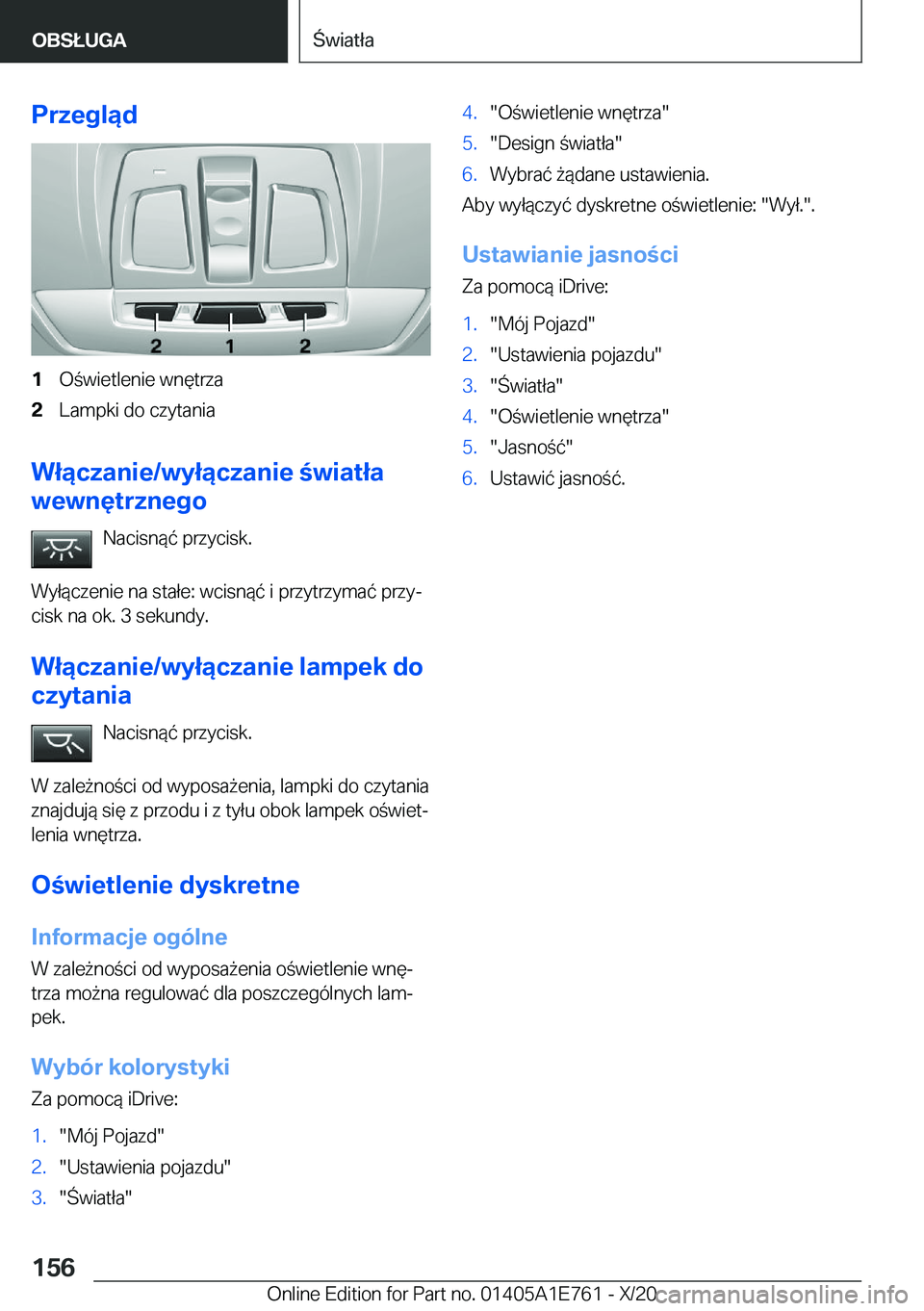 BMW X2 2021  Instrukcja obsługi (in Polish) �P�r�z�e�g�l�ą�d�1�O�w�i�e�t�l�e�n�i�e��w�n�