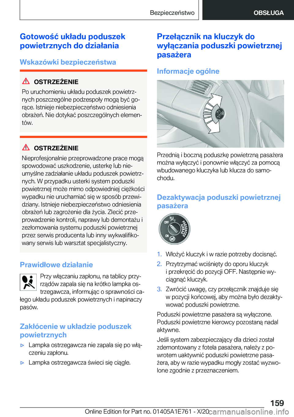 BMW X2 2021  Instrukcja obsługi (in Polish) �G�o�t�o�w�o�ć��u�k�ł�a�d�u��p�o�d�u�s�z�e�k
�p�o�w�i�e�t�r�z�n�y�c�h��d�o��d�z�i�a�ł�a�n�i�a
�W�s�k�a�z�