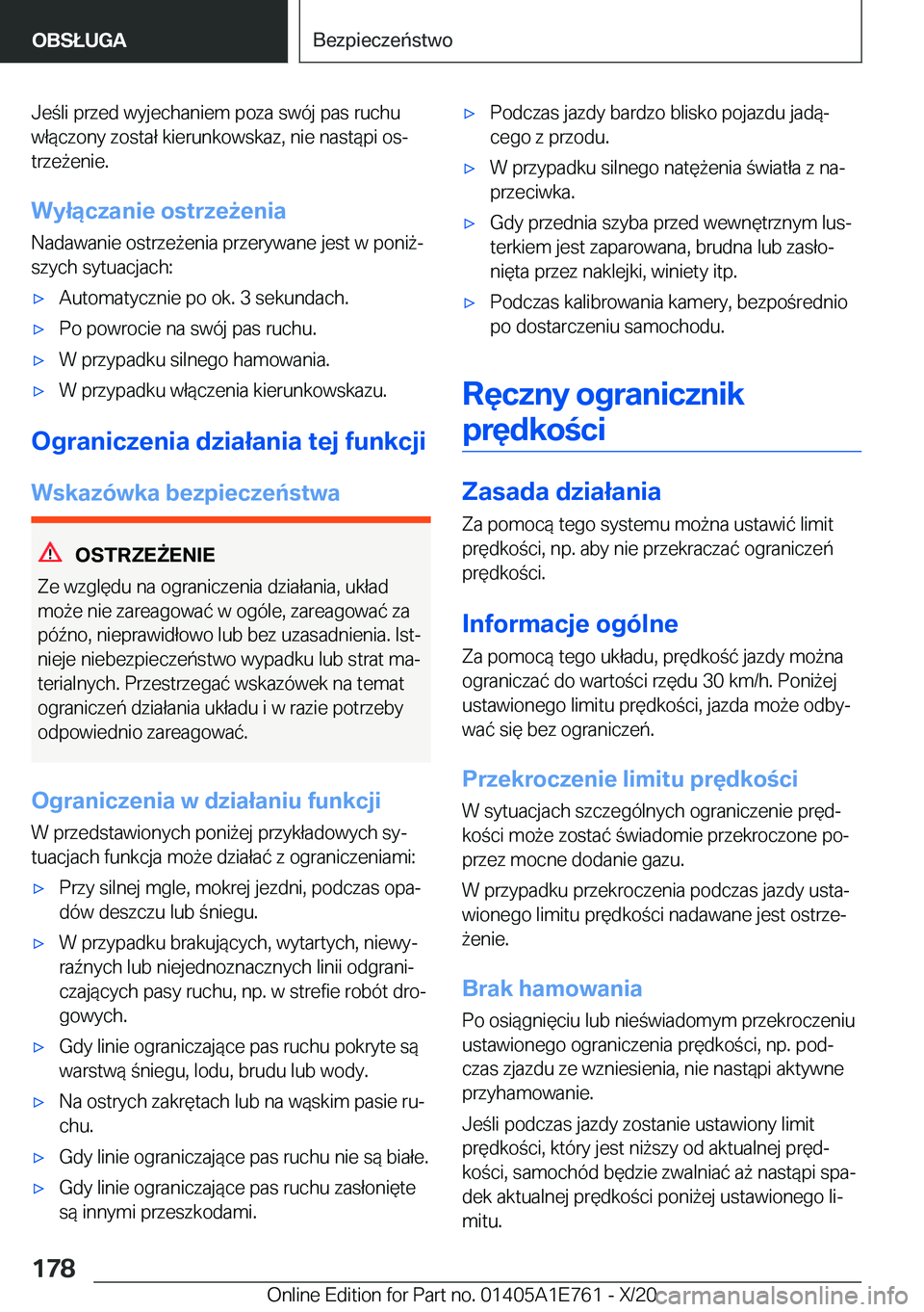 BMW X2 2021  Instrukcja obsługi (in Polish) �J�e�l�i��p�r�z�e�d��w�y�j�e�c�h�a�n�i�e�m��p�o�z�a��s�w�