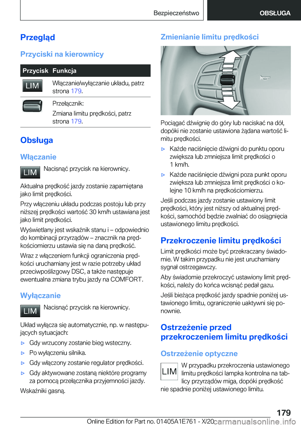 BMW X2 2021  Instrukcja obsługi (in Polish) �P�r�z�e�g�l�ą�d�P�r�z�y�c�i�s�k�i��n�a��k�i�e�r�o�w�n�i�c�y�P�r�z�y�c�i�s�k�F�u�n�k�c�j�a�W�ł�