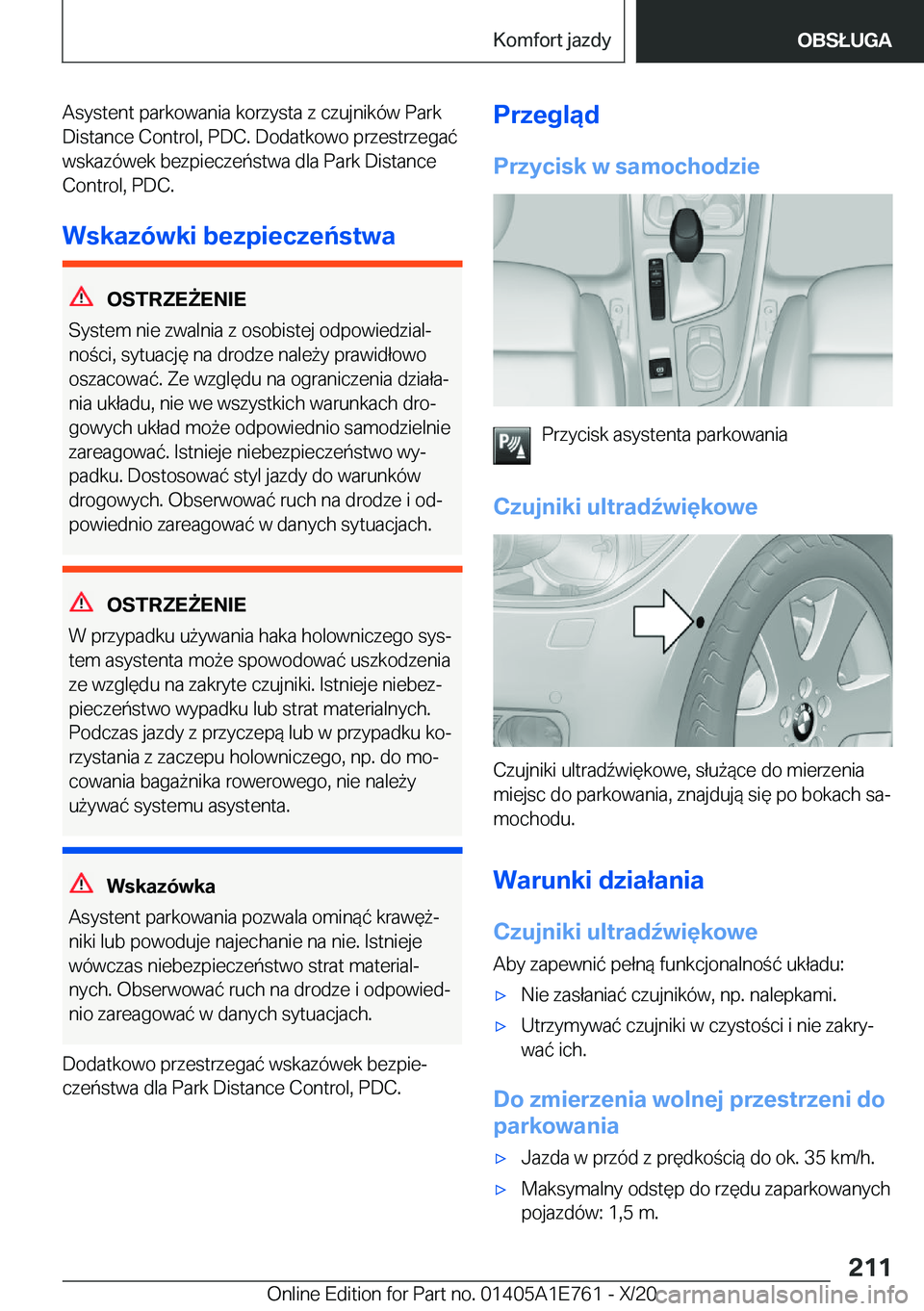 BMW X2 2021  Instrukcja obsługi (in Polish) �A�s�y�s�t�e�n�t��p�a�r�k�o�w�a�n�i�a��k�o�r�z�y�s�t�a��z��c�z�u�j�n�i�k�
