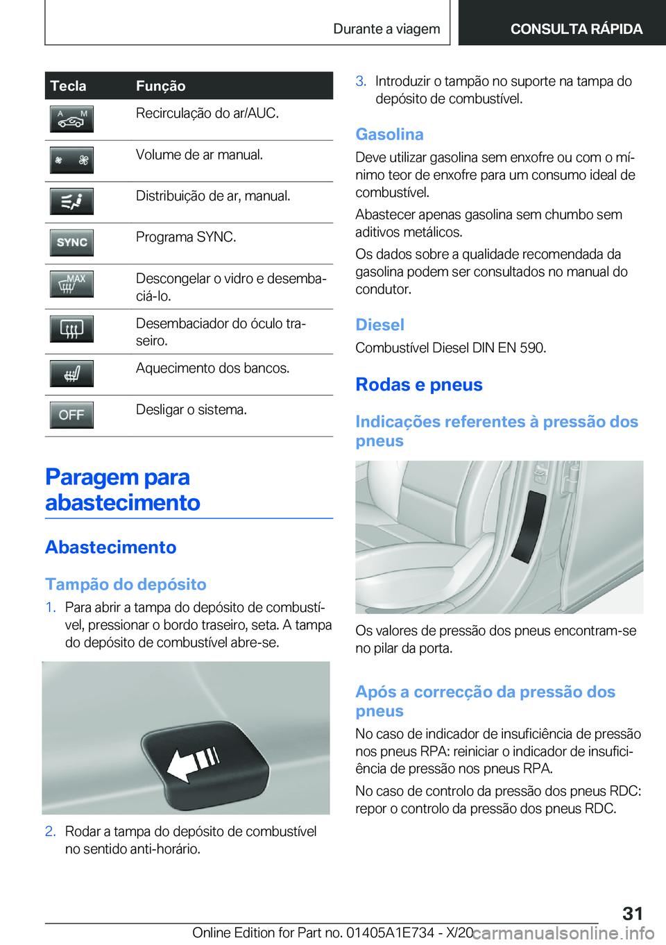 BMW X2 2021  Manual do condutor (in Portuguese) �T�e�c�l�a�F�u�n�