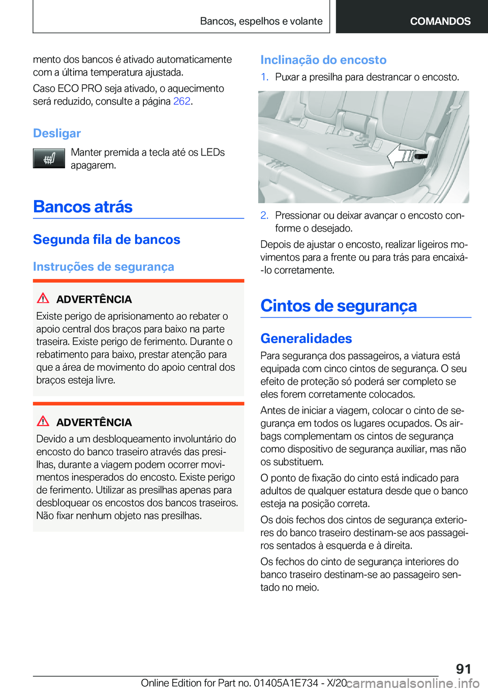 BMW X2 2021  Manual do condutor (in Portuguese) �m�e�n�t�o��d�o�s��b�a�n�c�o�s��é��a�t�i�v�a�d�o��a�u�t�o�m�a�t�i�c�a�m�e�n�t�e�c�o�m��a��