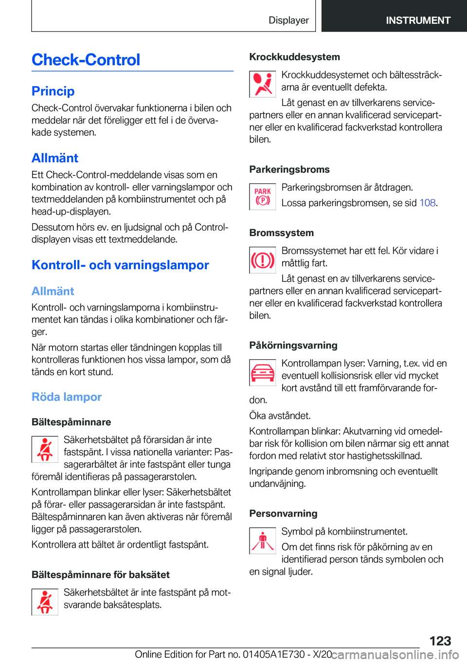BMW X2 2021  InstruktionsbÖcker (in Swedish) �C�h�e�c�k�-�C�o�n�t�r�o�l
�P�r�i�n�c�i�p�C�h�e�c�k�-�C�o�n�t�r�o�l��