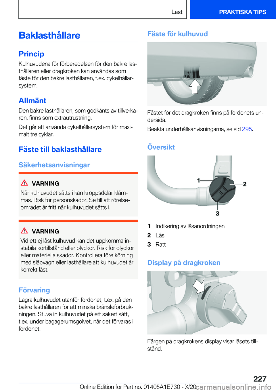 BMW X2 2021  InstruktionsbÖcker (in Swedish) �B�a�k�l�a�s�t�h�å�l�l�a�r�e
�P�r�i�n�c�i�p�K�u�l�h�u�v�u�d�e�n�a��f�