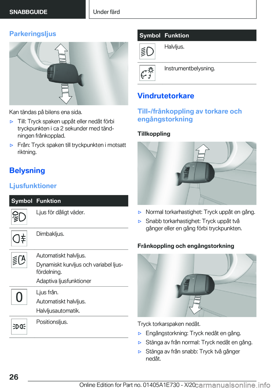 BMW X2 2021  InstruktionsbÖcker (in Swedish) �P�a�r�k�e�r�i�n�g�s�l�j�u�s
�K�a�n��t�ä�n�d�a�s��p�å��b�i�l�e�n�s��e�n�a��s�i�d�a�.
x�T�i�l�l�:��T�r�y�c�k��s�p�a�k�e�n��u�p�p�å�t��e�l�l�e�r��n�e�d�å�t��f�