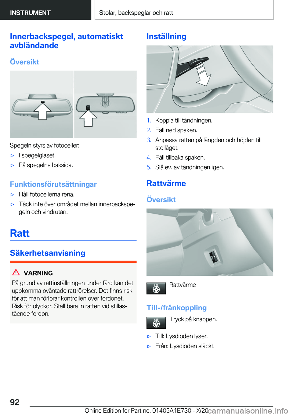 BMW X2 2021  InstruktionsbÖcker (in Swedish) �I�n�n�e�r�b�a�c�k�s�p�e�g�e�l�,��a�u�t�o�m�a�t�i�s�k�t
�a�v�b�l�ä�n�d�a�n�d�e
�