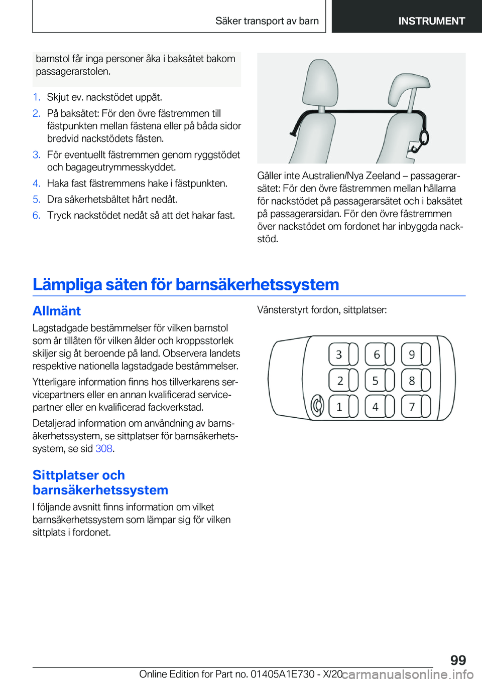 BMW X2 2021  InstruktionsbÖcker (in Swedish) �b�a�r�n�s�t�o�l��f�å�r��i�n�g�a��p�e�r�s�o�n�e�r��å�k�a��i��b�a�k�s�ä�t�e�t��b�a�k�o�m�p�a�s�s�a�g�e�r�a�r�s�t�o�l�e�n�.�1�.�S�k�j�u�t��e�v�.��n�a�c�k�s�t�