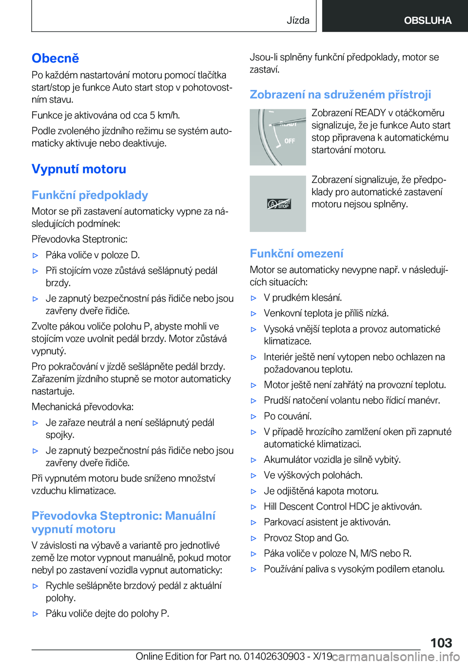 BMW X2 2020  Návod na použití (in Czech) �O�b�e�c�n�ě�P�o��k�a�d�
