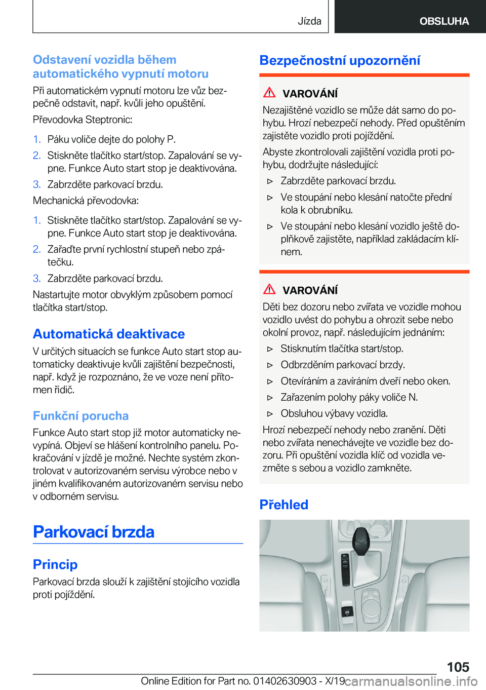 BMW X2 2020  Návod na použití (in Czech) �O�d�s�t�a�v�e�n�