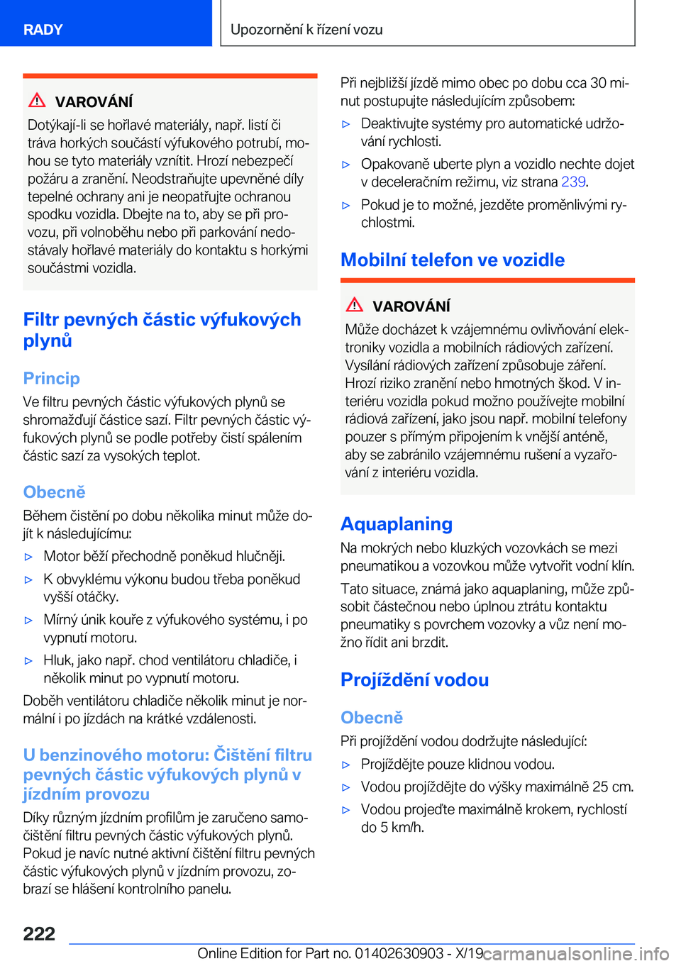 BMW X2 2020  Návod na použití (in Czech) �V�A�R�O�V�