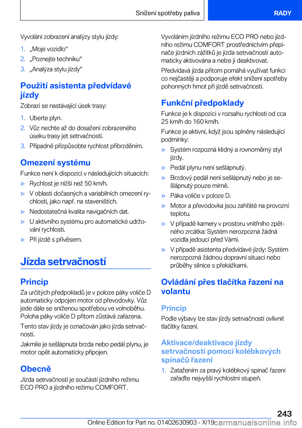 BMW X2 2020  Návod na použití (in Czech) �V�y�v�o�l�