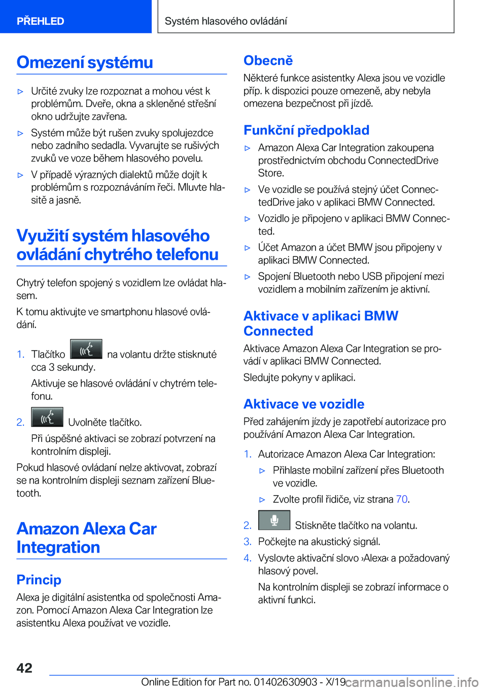 BMW X2 2020  Návod na použití (in Czech) �O�m�e�z�e�n�