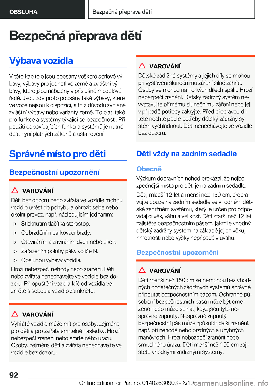 BMW X2 2020  Návod na použití (in Czech) �B�e�z�p�e�č�n�