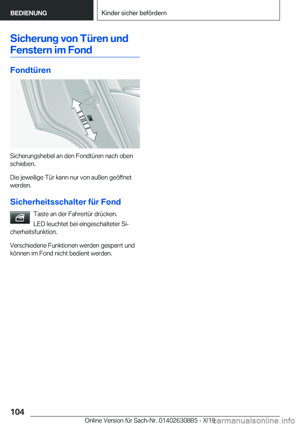 BMW X2 2020  Betriebsanleitungen (in German) �S�i�c�h�e�r�u�n�g��v�o�n��T�