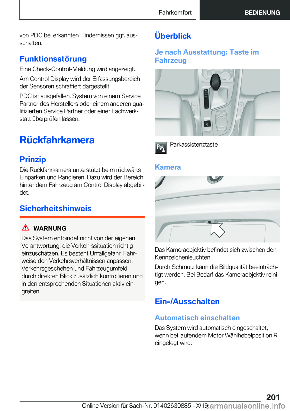 BMW X2 2020  Betriebsanleitungen (in German) �v�o�n��P�D�C��b�e�i��e�r�k�a�n�n�t�e�n��H�i�n�d�e�r�n�i�s�s�e�n��g�g�f�.��a�u�sj
�s�c�h�a�l�t�e�n�.
�F�u�n�k�t�i�o�n�s�s�t�