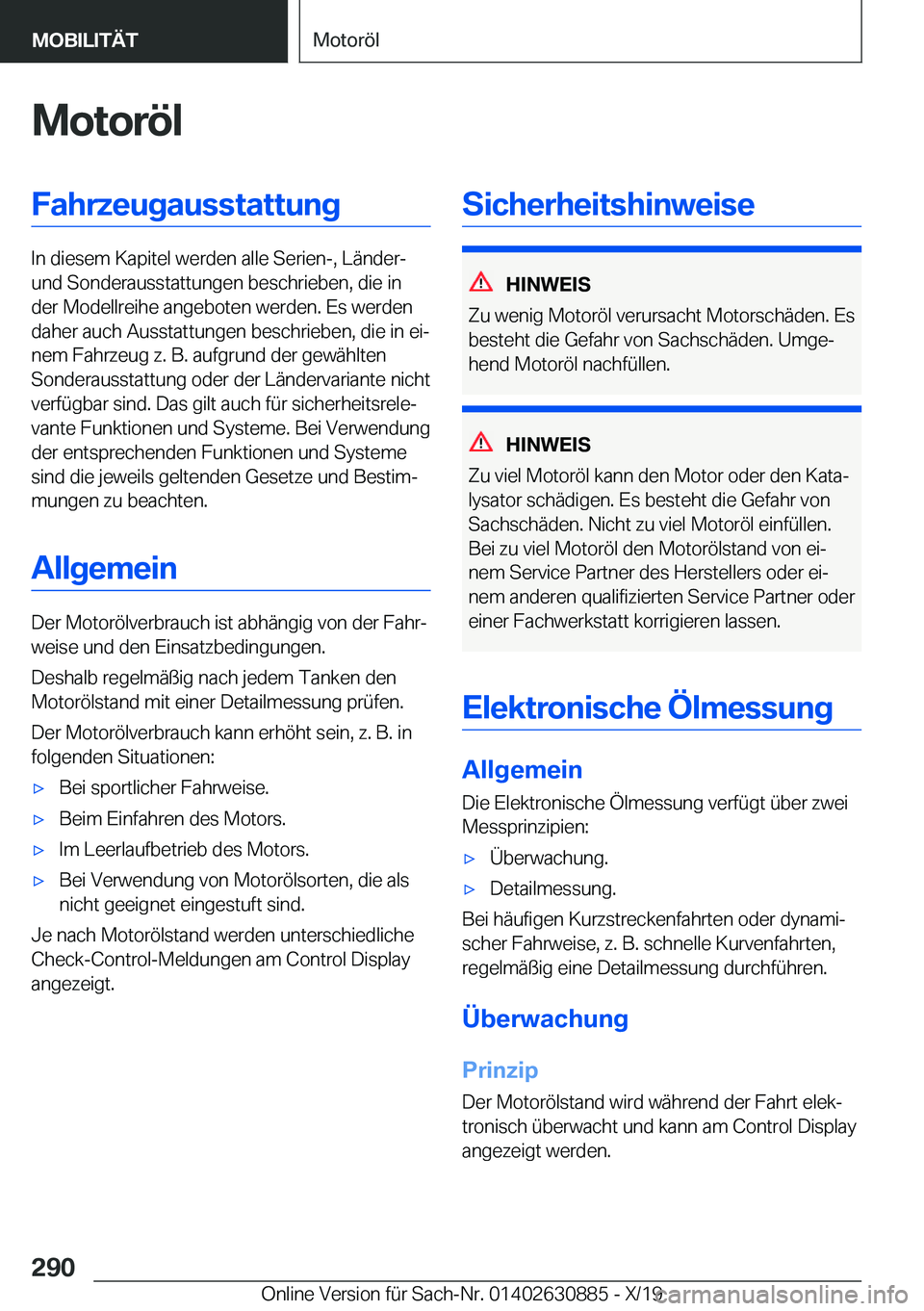 BMW X2 2020  Betriebsanleitungen (in German) �M�o�t�o�r�