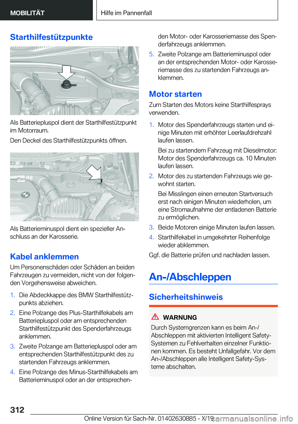 BMW X2 2020  Betriebsanleitungen (in German) �S�t�a�r�t�h�i�l�f�e�s�t�