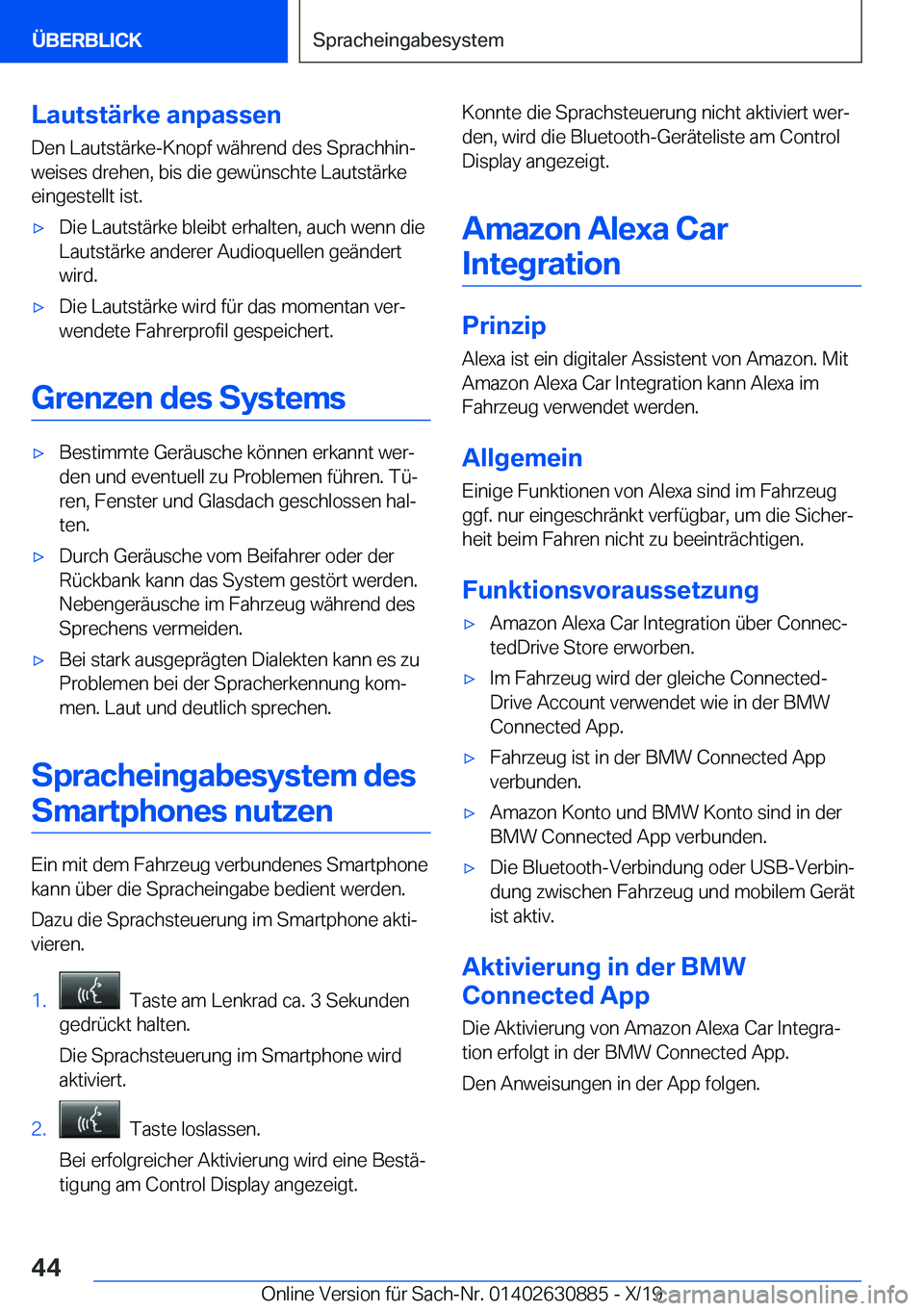 BMW X2 2020  Betriebsanleitungen (in German) �L�a�u�t�s�t�