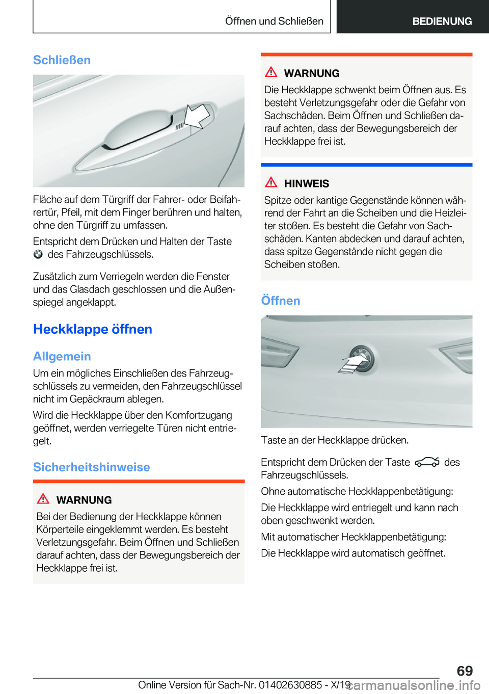 BMW X2 2020  Betriebsanleitungen (in German) �S�c�h�l�i�e�