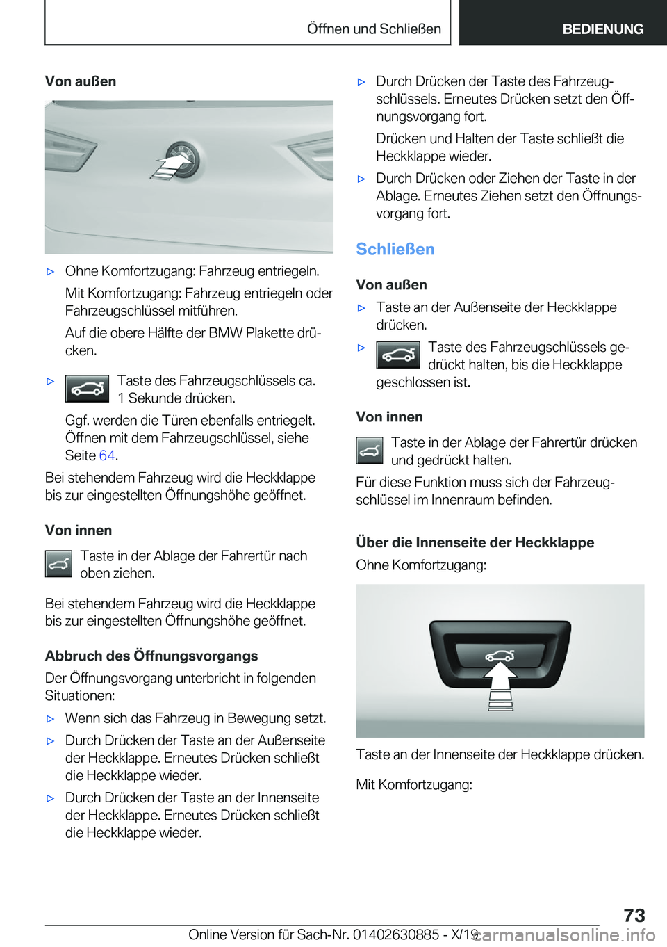 BMW X2 2020  Betriebsanleitungen (in German) �V�o�n��a�u�