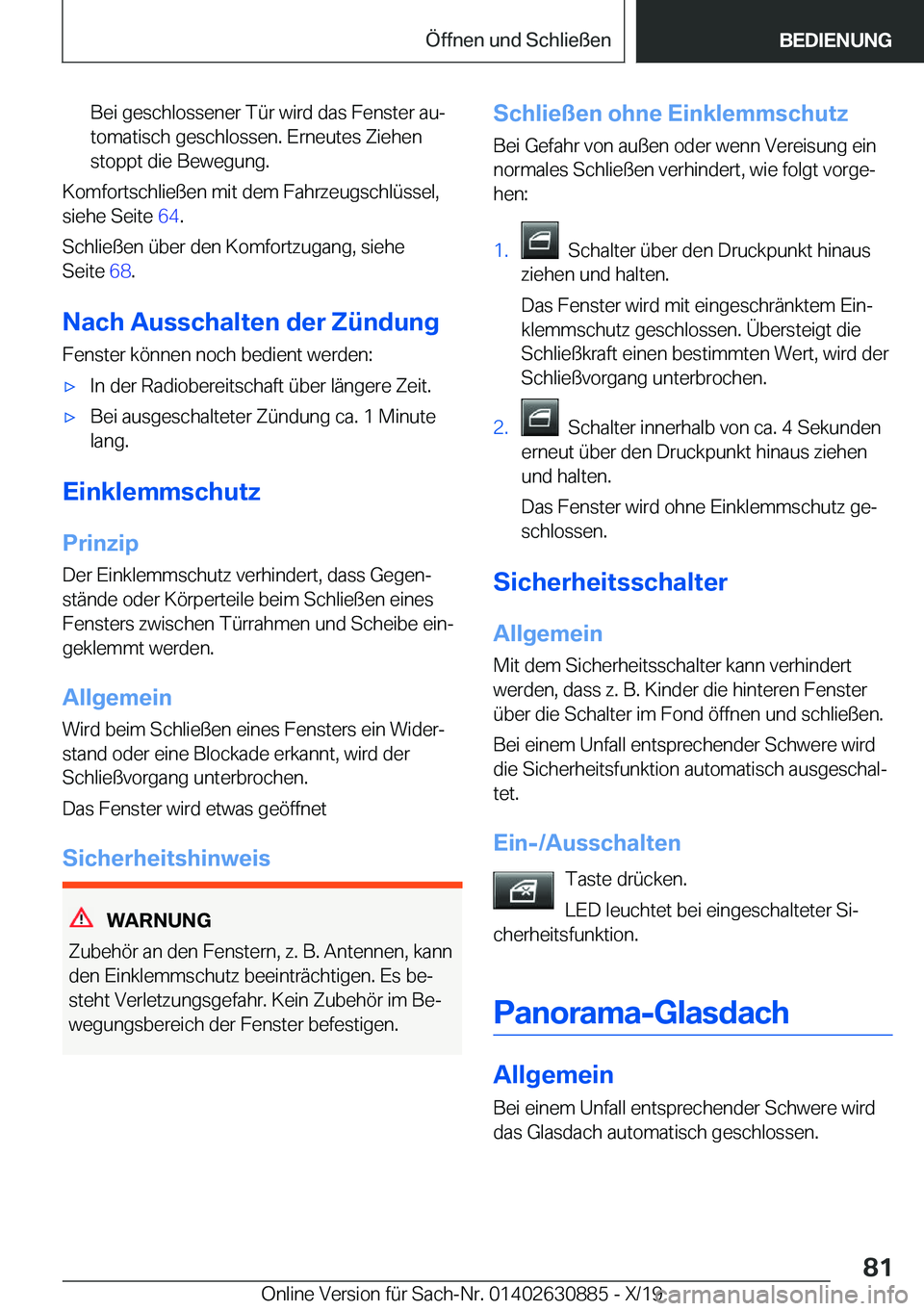 BMW X2 2020  Betriebsanleitungen (in German) �B�e�i��g�e�s�c�h�l�o�s�s�e�n�e�r��T�