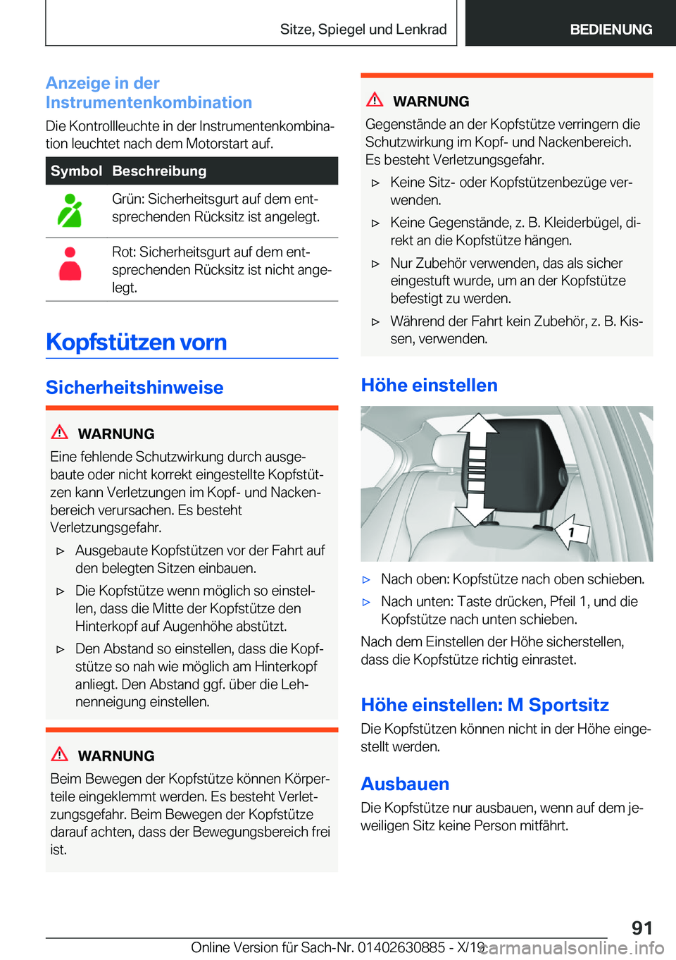 BMW X2 2020  Betriebsanleitungen (in German) �A�n�z�e�i�g�e��i�n��d�e�r
�I�n�s�t�r�u�m�e�n�t�e�n�k�o�m�b�i�n�a�t�i�o�n
�D�i�e��K�o�n�t�r�o�l�l�l�e�u�c�h�t�e��i�n��d�e�r��I�n�s�t�r�u�m�e�n�t�e�n�k�o�m�b�i�n�aj
�t�i�o�n��l�e�u�c�h�t�e�t��