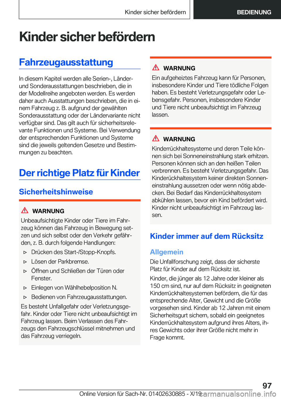 BMW X2 2020  Betriebsanleitungen (in German) �K�i�n�d�e�r��s�i�c�h�e�r��b�e�f�
