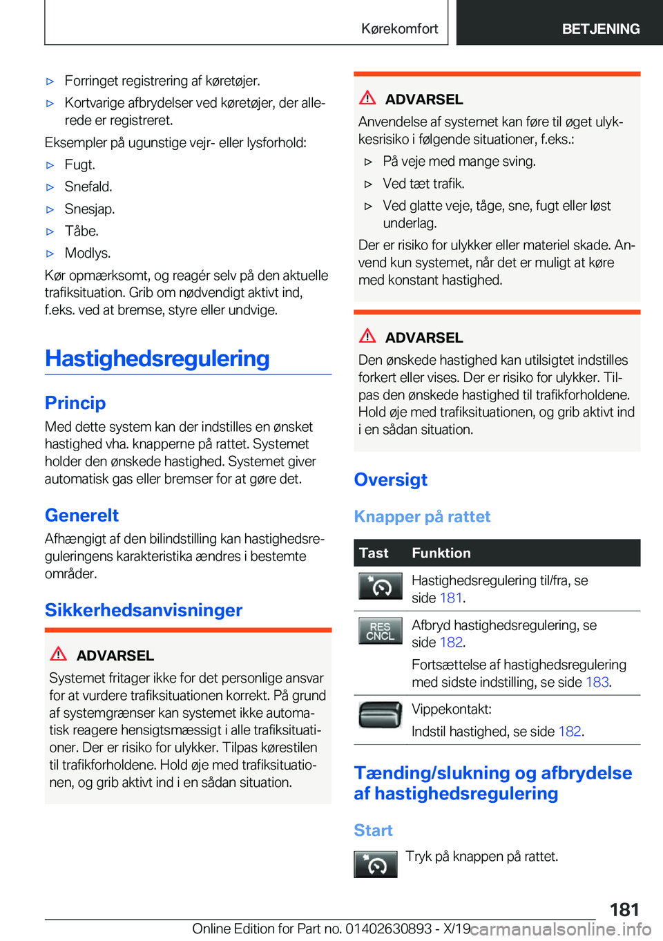 BMW X2 2020  InstruktionsbØger (in Danish) 'x�F�o�r�r�i�n�g�e�t��r�e�g�i�s�t�r�e�r�i�n�g��a�f��k�