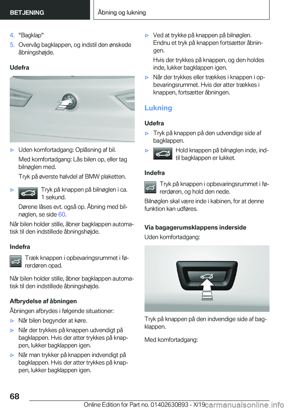 BMW X2 2020  InstruktionsbØger (in Danish) �4�.��B�a�g�k�l�a�p��5�.�O�v�e�r�v�å�g��b�a�g�k�l�a�p�p�e�n�,��o�g��i�n�d�s�t�i�l��d�e�n��