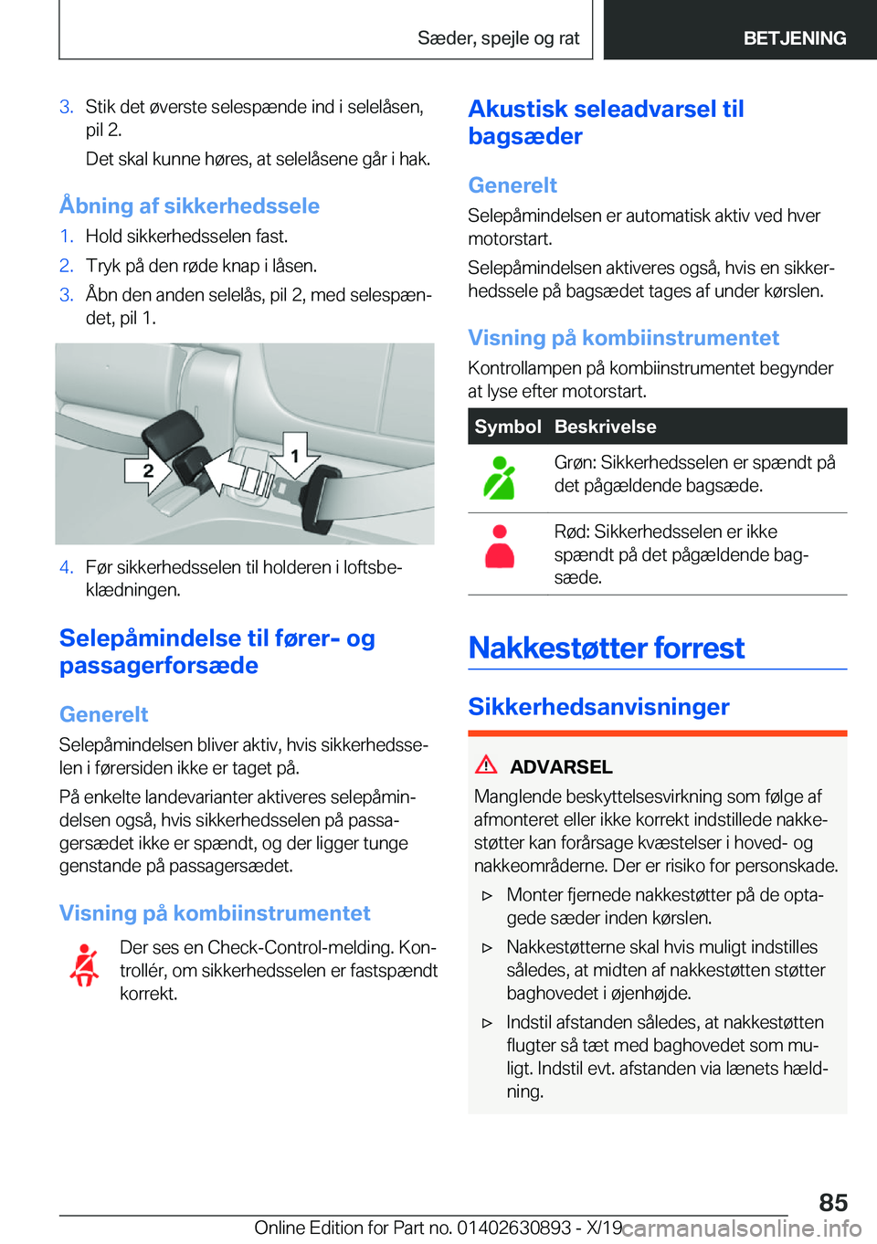 BMW X2 2020  InstruktionsbØger (in Danish) �3�.�S�t�i�k��d�e�t��
