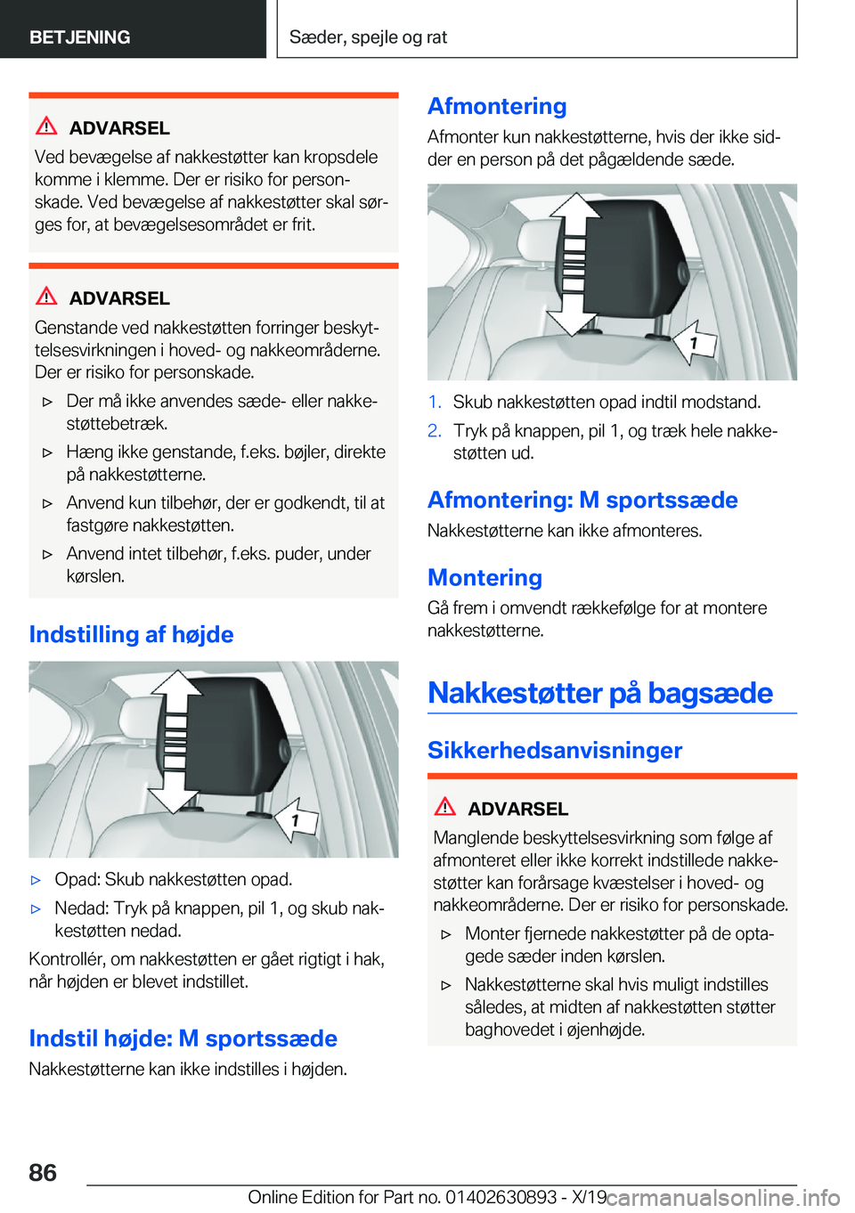 BMW X2 2020  InstruktionsbØger (in Danish) �A�D�V�A�R�S�E�L
�V�e�d��b�e�v�æ�g�e�l�s�e��a�f��n�a�k�k�e�s�t�