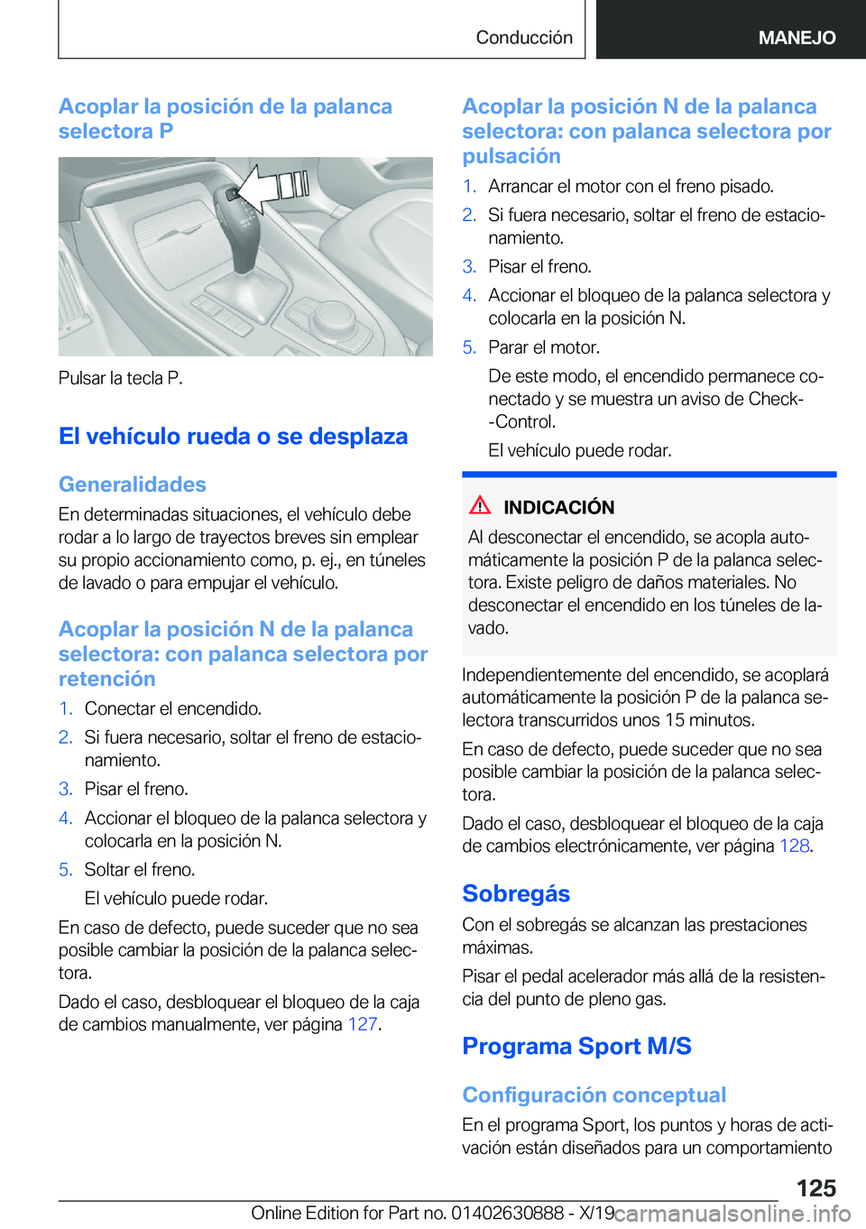 BMW X2 2020  Manuales de Empleo (in Spanish) �A�c�o�p�l�a�r��l�a��p�o�s�i�c�i�