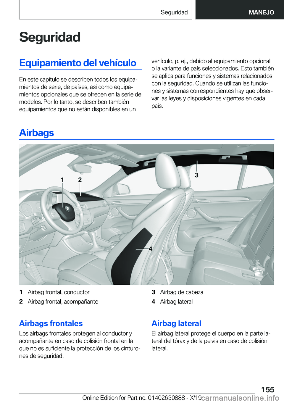 BMW X2 2020  Manuales de Empleo (in Spanish) �S�e�g�u�r�i�d�a�d�E�q�u�i�p�a�m�i�e�n�t�o��d�e�l��v�e�h�