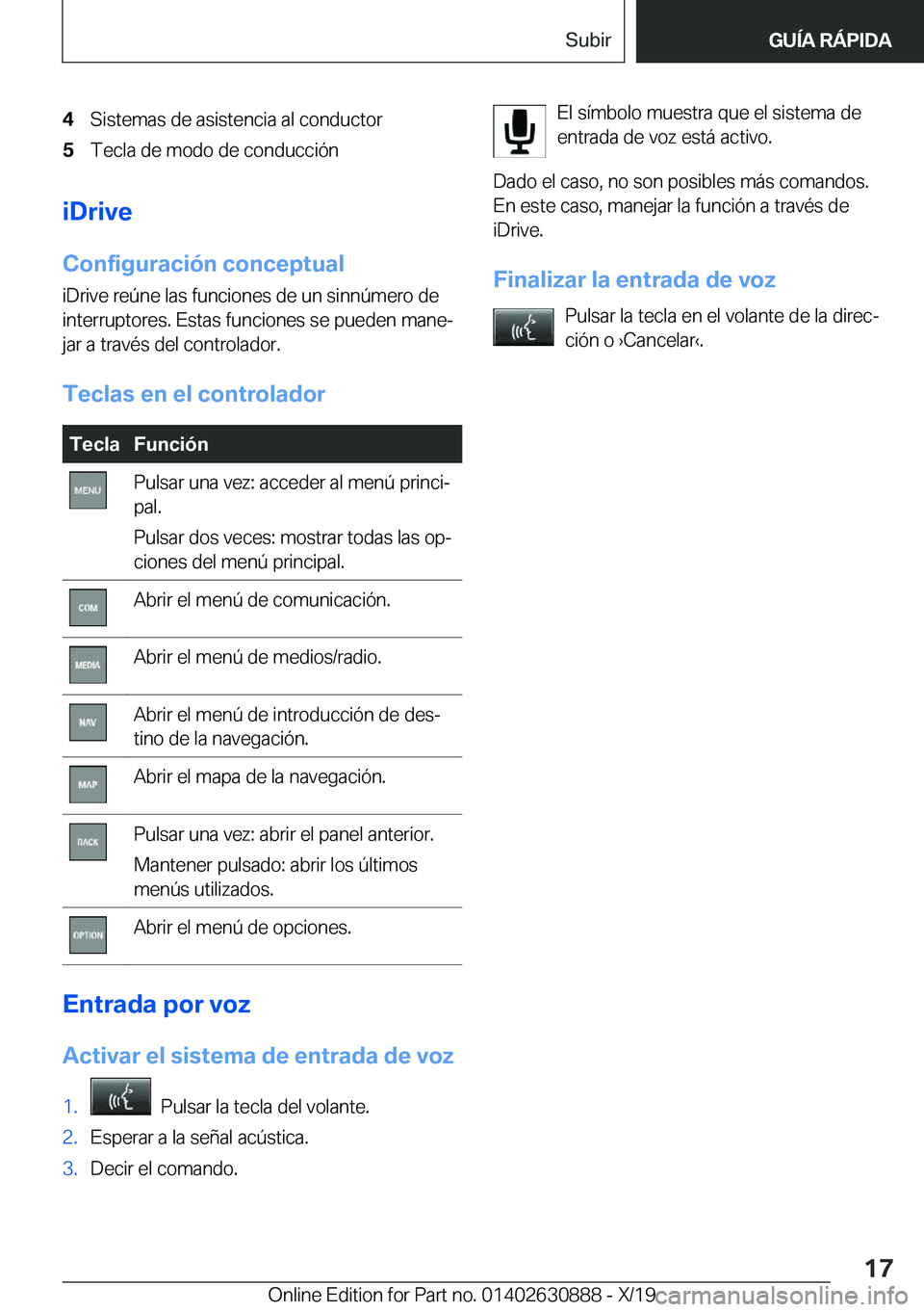 BMW X2 2020  Manuales de Empleo (in Spanish) �4�S�i�s�t�e�m�a�s��d�e��a�s�i�s�t�e�n�c�i�a��a�l��c�o�n�d�u�c�t�o�r�5�T�e�c�l�a��d�e��m�o�d�o��d�e��c�o�n�d�u�c�c�i�