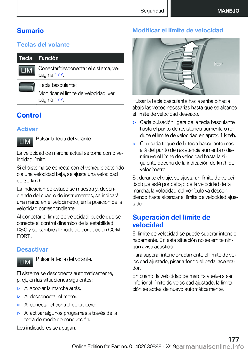 BMW X2 2020  Manuales de Empleo (in Spanish) �S�u�m�a�r�i�o�T�e�c�l�a�s��d�e�l��v�o�l�a�n�t�e�T�e�c�l�a�F�u�n�c�i�