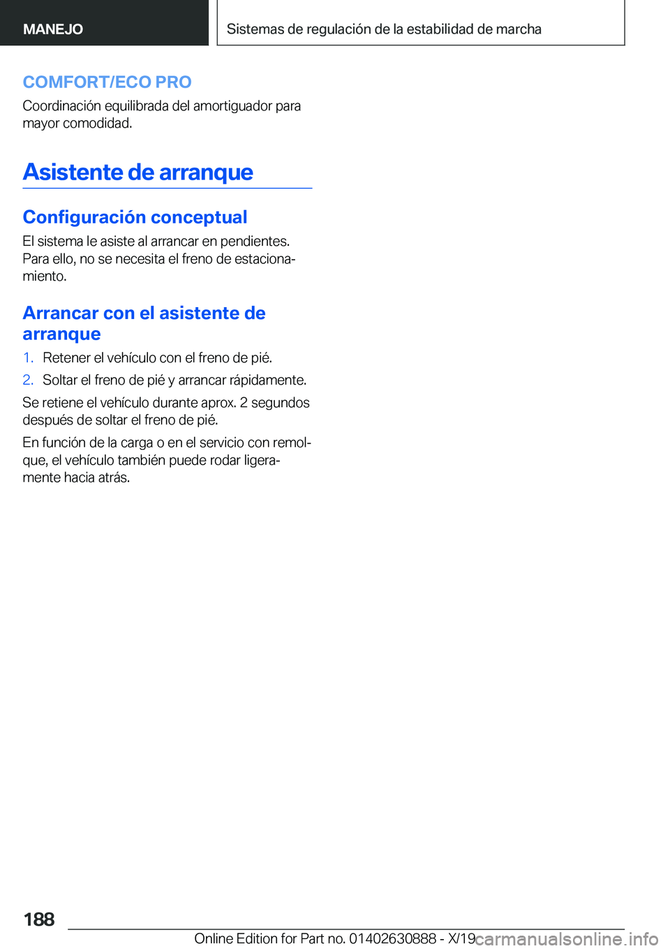 BMW X2 2020  Manuales de Empleo (in Spanish) �C�O�M�F�O�R�T�/�E�C�O��P�R�O�C�o�o�r�d�i�n�a�c�i�
