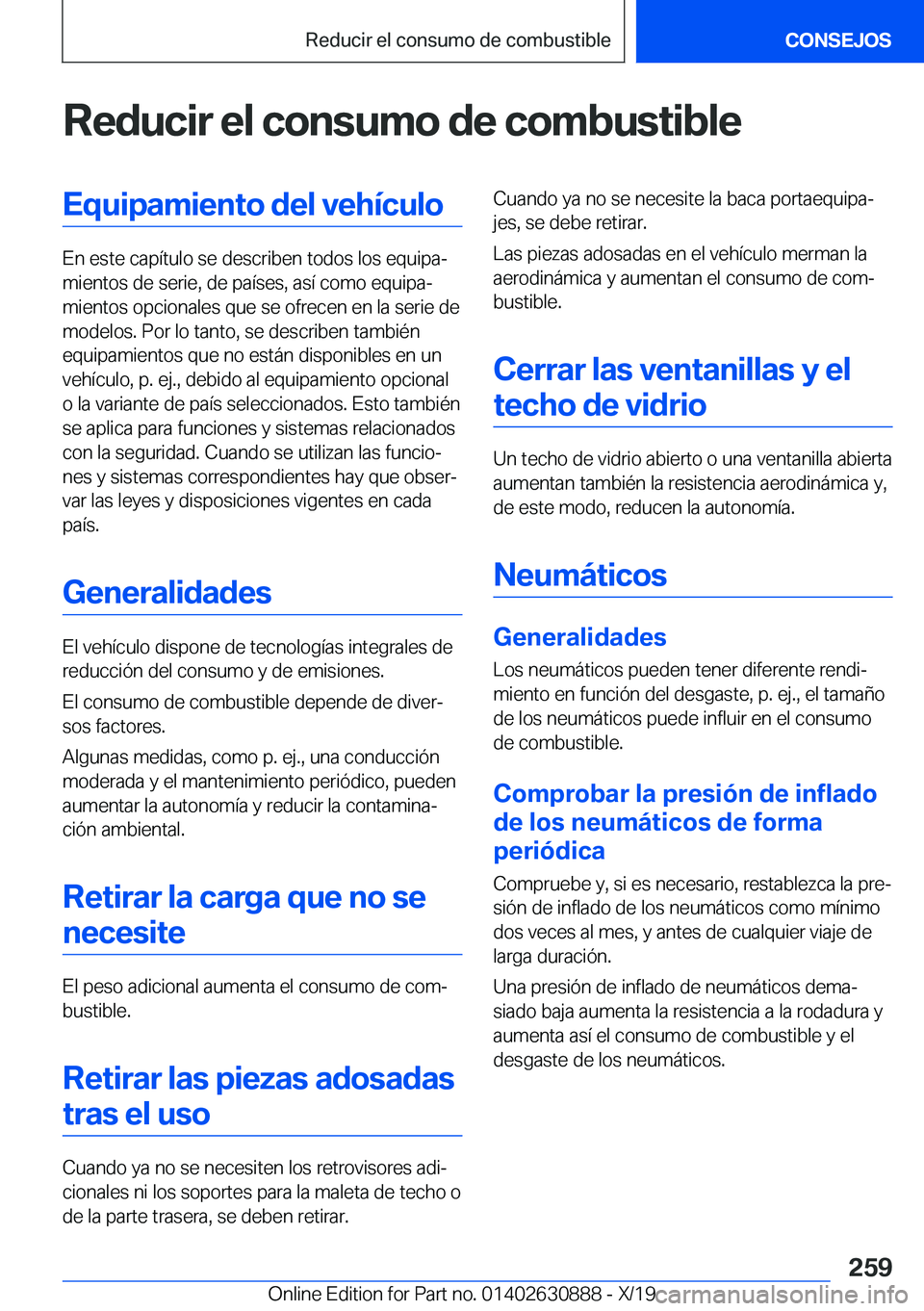 BMW X2 2020  Manuales de Empleo (in Spanish) �R�e�d�u�c�i�r��e�l��c�o�n�s�u�m�o��d�e��c�o�m�b�u�s�t�i�b�l�e�E�q�u�i�p�a�m�i�e�n�t�o��d�e�l��v�e�h�