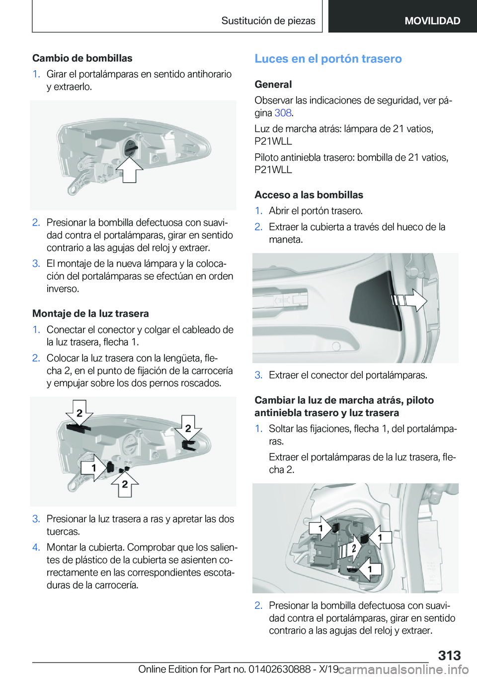 BMW X2 2020  Manuales de Empleo (in Spanish) �C�a�m�b�i�o��d�e��b�o�m�b�i�l�l�a�s�1�.�G�i�r�a�r��e�l��p�o�r�t�a�l�