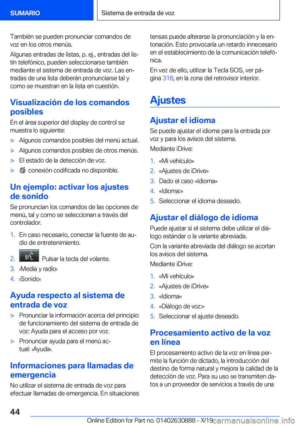 BMW X2 2020  Manuales de Empleo (in Spanish) �T�a�m�b�i�